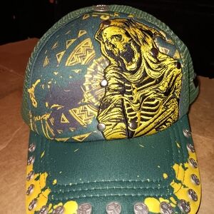 Green and Yellow Watson Rebel Graphic Studded Adjustable Hat